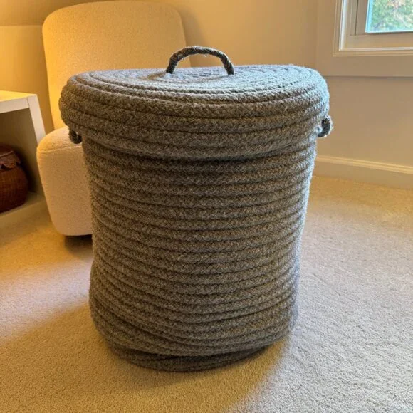 Wool Blend Laundry Hamper with Lid by Colonial Mills